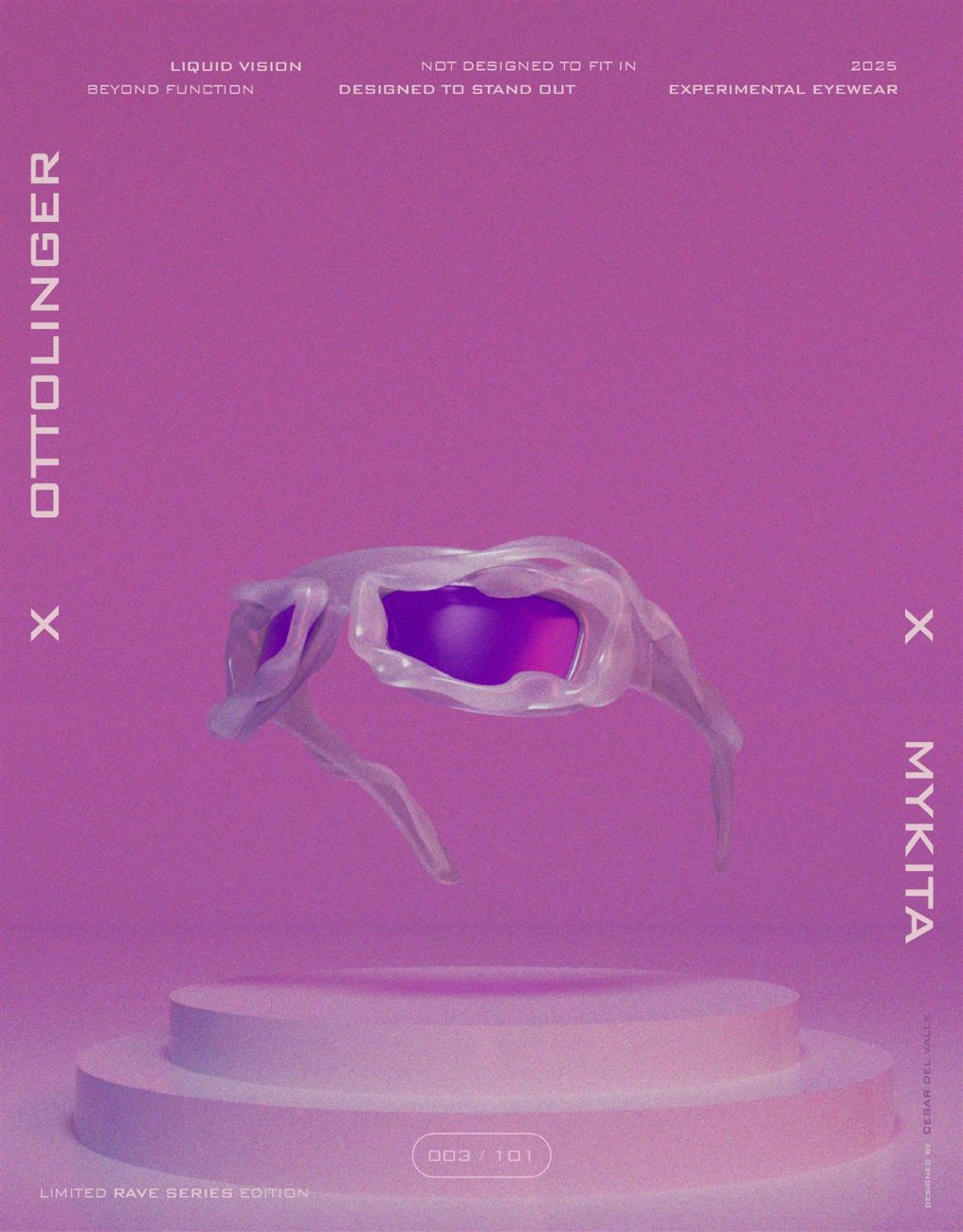 Ottolinger × Mykita — póster de campaña 03 (pódium)